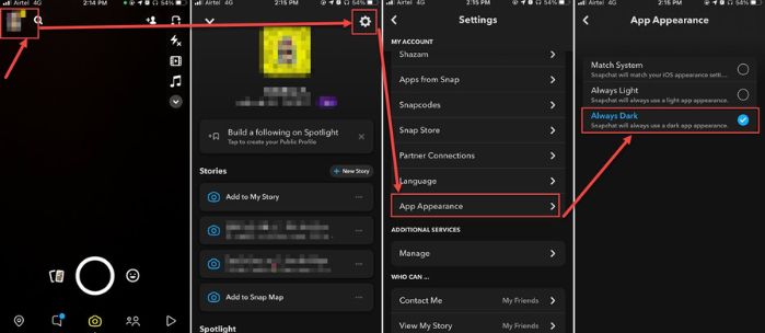 How to get dark mode on snapchat